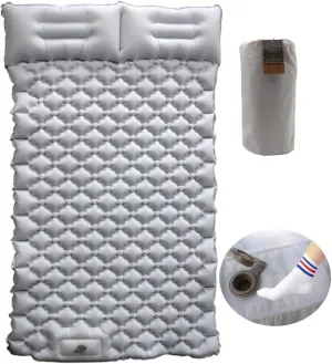 Sleeping Pad for Camping, Inflatable Sleeping Mat with Pillow, Camping Pad with Built-in Foot Pump, Lightweight Camping Mattress Pad for Car Camping, Backpacking, Tent and Hiking (Full (Grey))