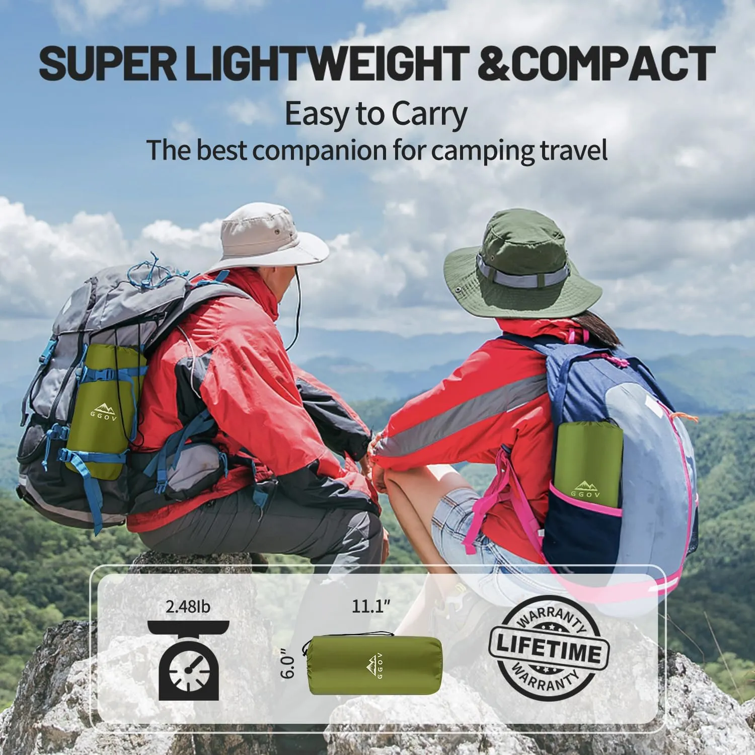 Sleeping Pad for Camping, Lightweight Extra Thickness Inflatable Sleeping Mat, Waterproof Air Mattress with Built-in Pump for Backpacking, Hiking, Tent, Traveling, 4.7 Inch (Single, Green)