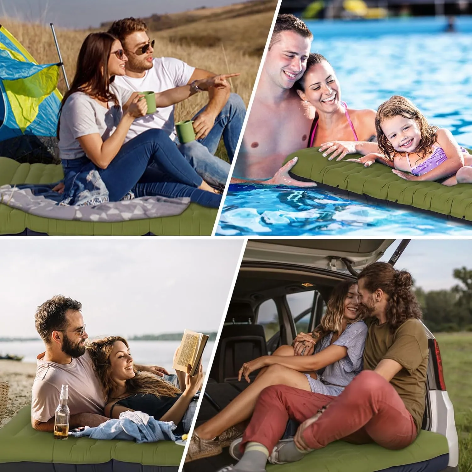 Sleeping Pad for Camping, Lightweight Extra Thickness Inflatable Sleeping Mat, Waterproof Air Mattress with Built-in Pump for Backpacking, Hiking, Tent, Traveling, 4.7 Inch (Single, Green)