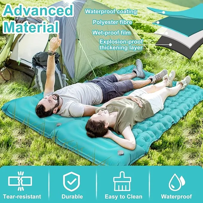 Sleeping Pad for Camping, Ultralight Inflatable Sleeping Mat with Pillow, Built-in Foot Pump, Self Inflating 4" Extra-Thick Camping Air Mattress, Compact Camping Pads for Sleeping, Backpacking