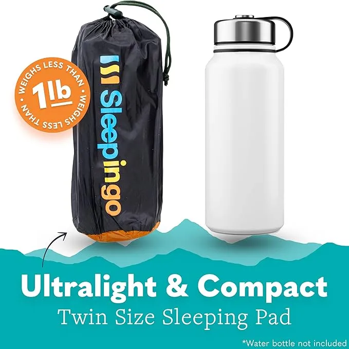 Sleeping Pad for Camping - Ultralight Sleeping Mat for Camping, Backpacking, Hiking - Lightweight, Inflatable & Compact Camping Air Mattress - Inflatable Camping Mat (Orange, 2 Pack)