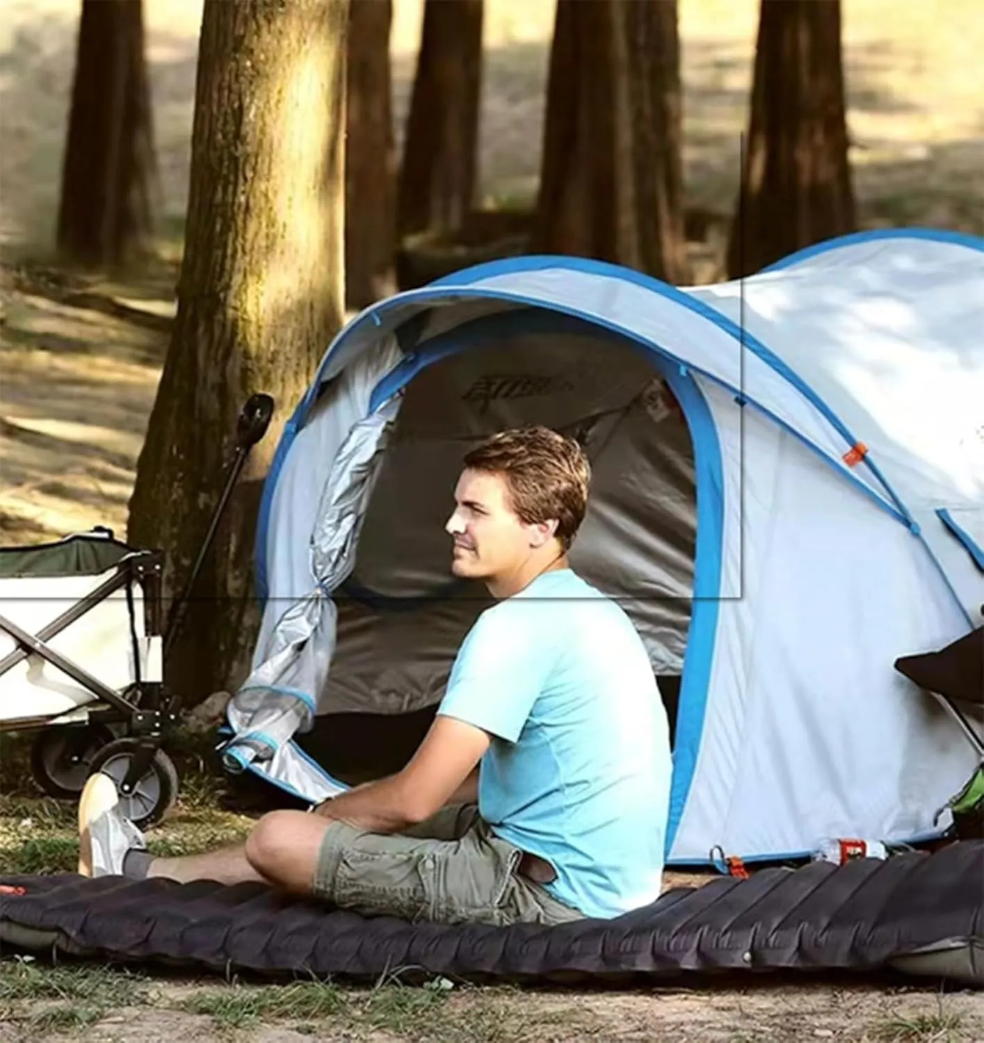 Sleeping Pad, Inflatable Sleeping Mat with Bulit-in Foot Pump Pillow, Compact Waterproof Camping Air Mattress for Outdoor Camping, Backpacking, Hiking,A