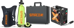 SMACO Mini Scuba Tank 1.9L Capacity Diving Oxygen Tank up to 30 Minutes Underwater Breathing Small Scuba Tank Kit with Portable Box S700 Scuba Cylinder for Underwater Entertainment/Diving Work