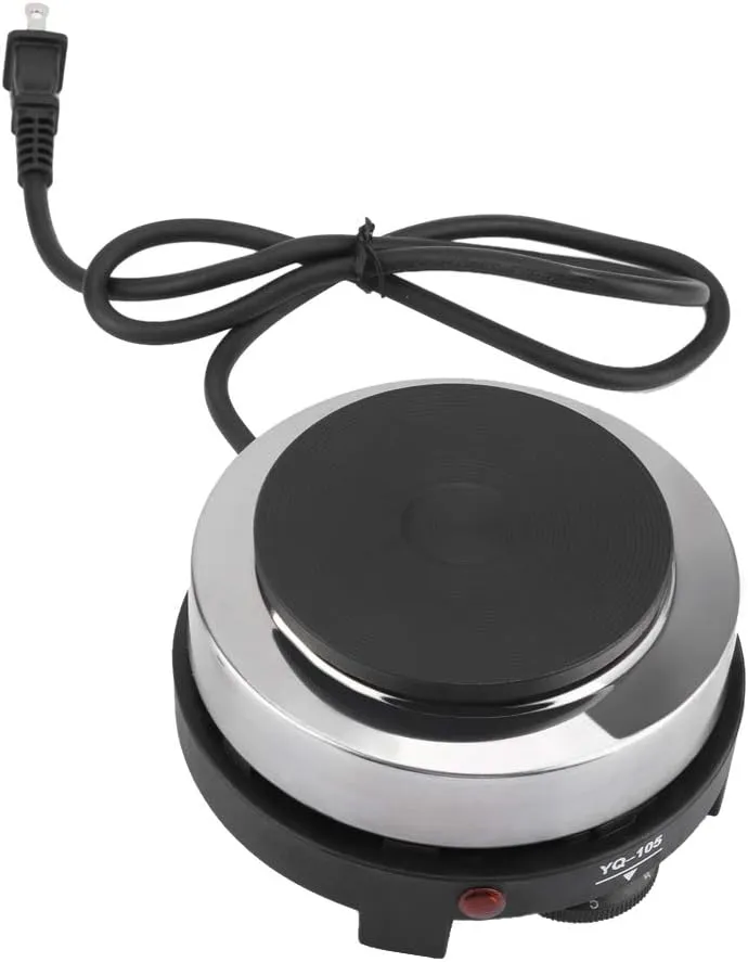 Small Hot Plate Mini Hot Plate, 500W Hot Plate Electric Single Burner Mini Portable Stove Cooktop Coffee Heater Cooking Water Heat Adjustable Temperature for Camping Kitchen Moka Pot 110V