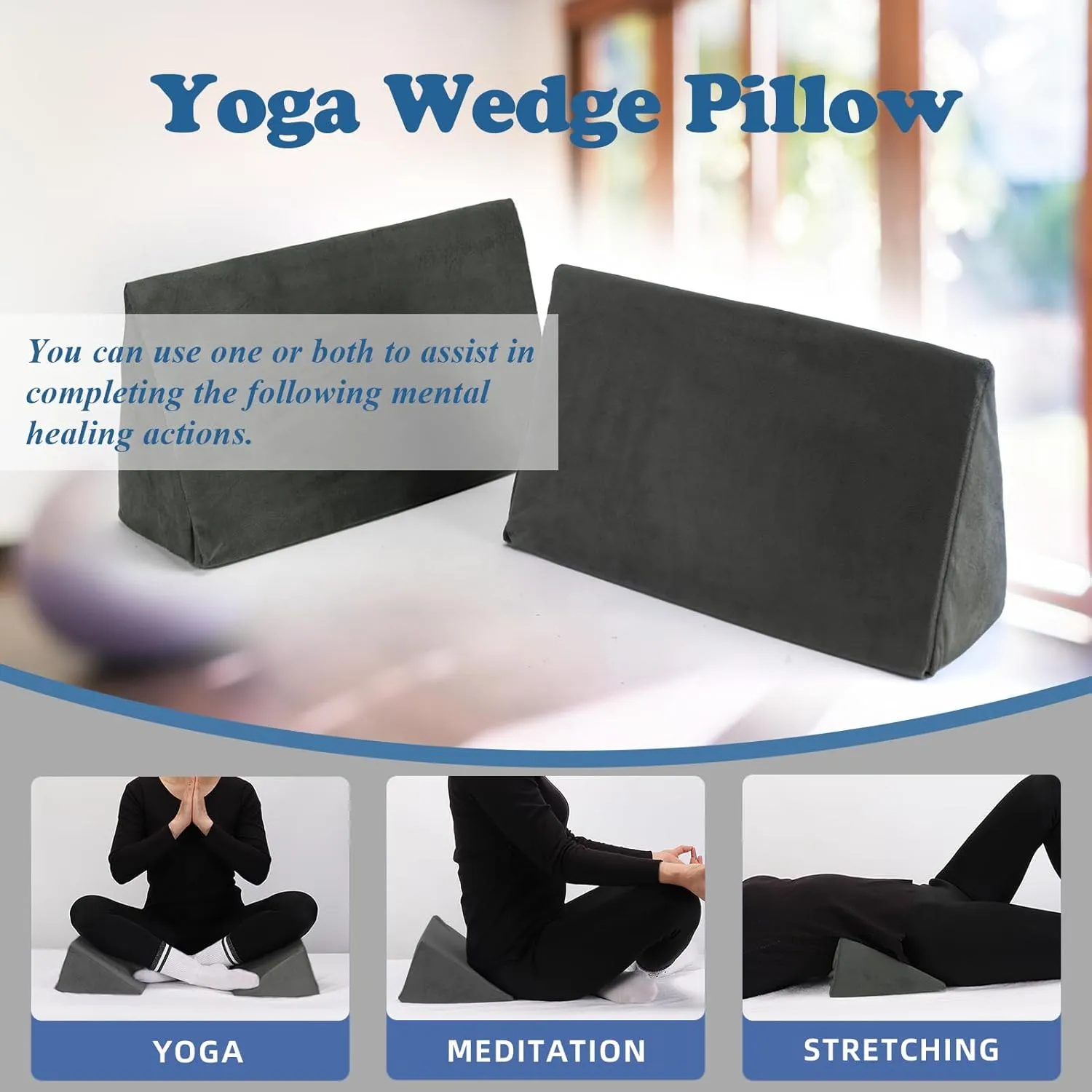 Small Wedge Pillow, Wedge Pillow for Bed Sores, Positioning Wedge, Mini Pillow for Laptop and Yoga, Small Foam Wedge for Chair (1 Unit, Dark Grey)