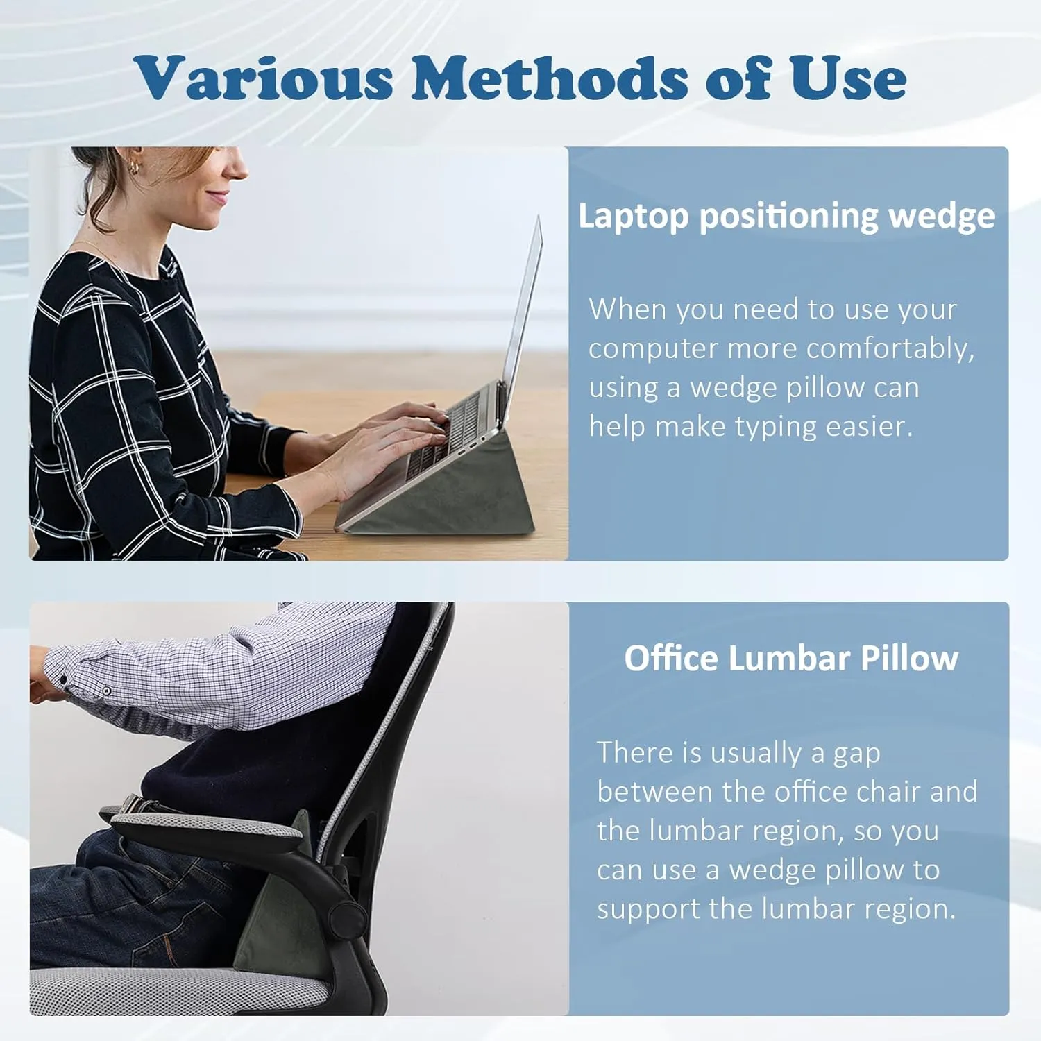 Small Wedge Pillow, Wedge Pillow for Bed Sores, Positioning Wedge, Mini Pillow for Laptop and Yoga, Small Foam Wedge for Chair (1 Unit, Dark Grey)