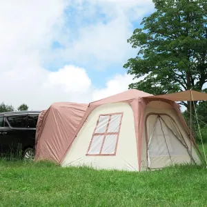 S'More Glamping Tent with Porch, 2/3/4/5/6 Person Durable Weatherproof Camping Tent, Large Family Tent with Room Divider, Easy Setup Tent with Screen Room