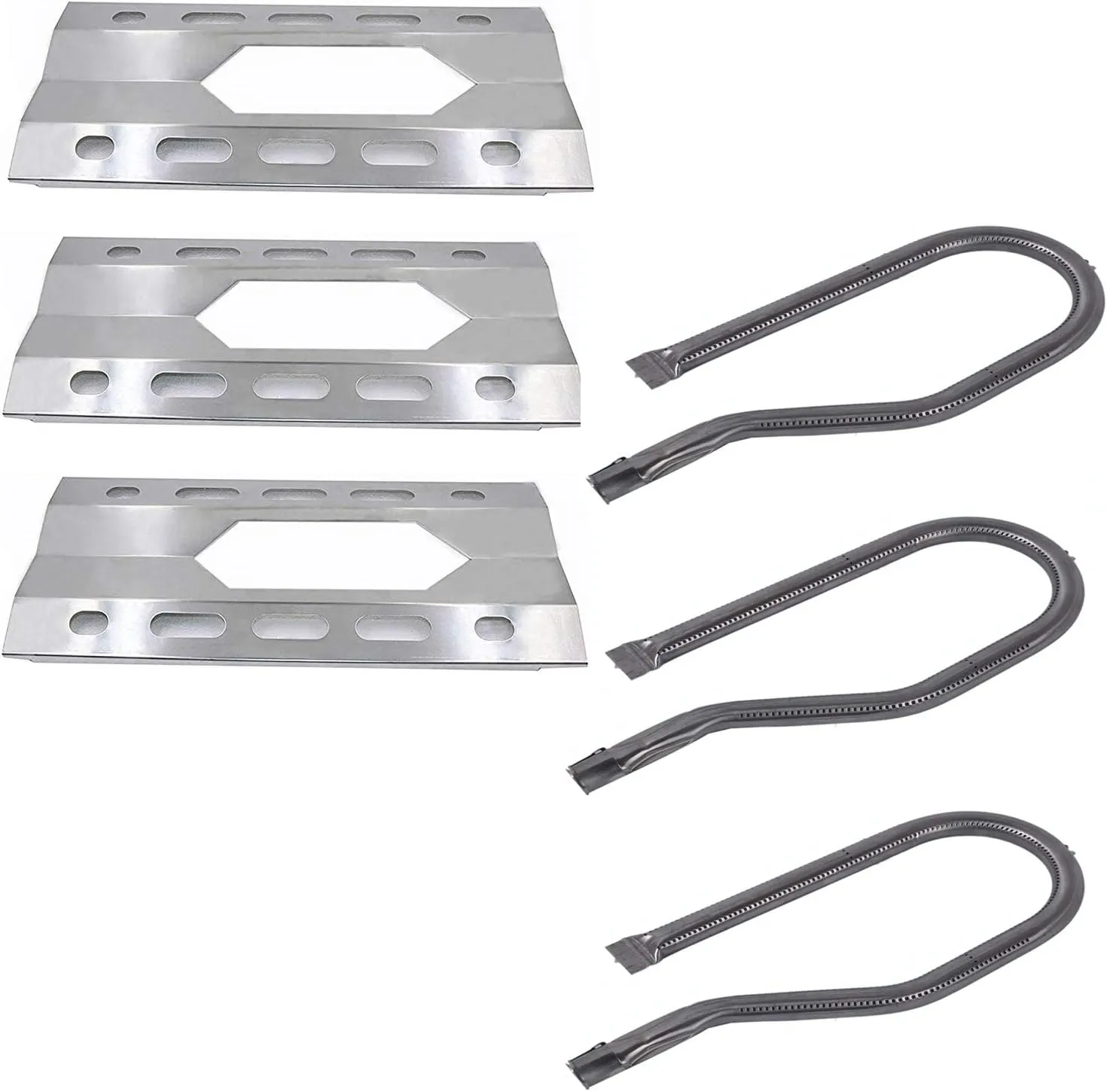 SN1281(3-Pack) SA0801 (3-Pack) 17 5/16" Stainless Steel Heat Plate and Burner Replacement for Costco Kirkland 720-0108, Nexgrill 720-0011, 720-0047-U Gas Grills