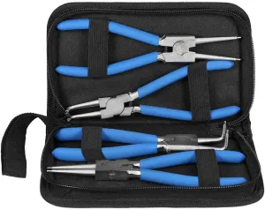 Snap Ring Pliers Set, 4Pcs Professional 7" Internal External Straight Bent Circlip Pliers Sprengring Pliers with Carry Bag for Installing and Removing Snap Spring Fixed Bearing or Hole Bearing