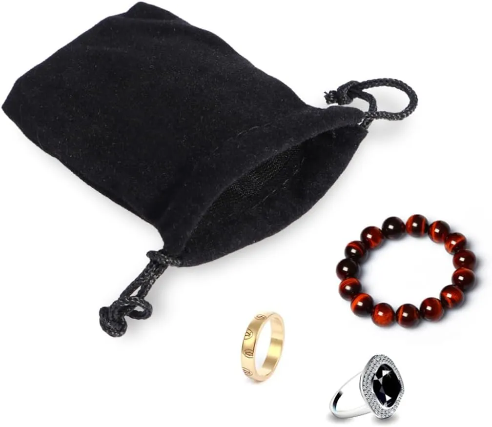 SOESFOUFU 75 Piece Set Drawstring Jewelry Pouch Velvet Material 9x7cm Compact Storage Bag for Watches Chains