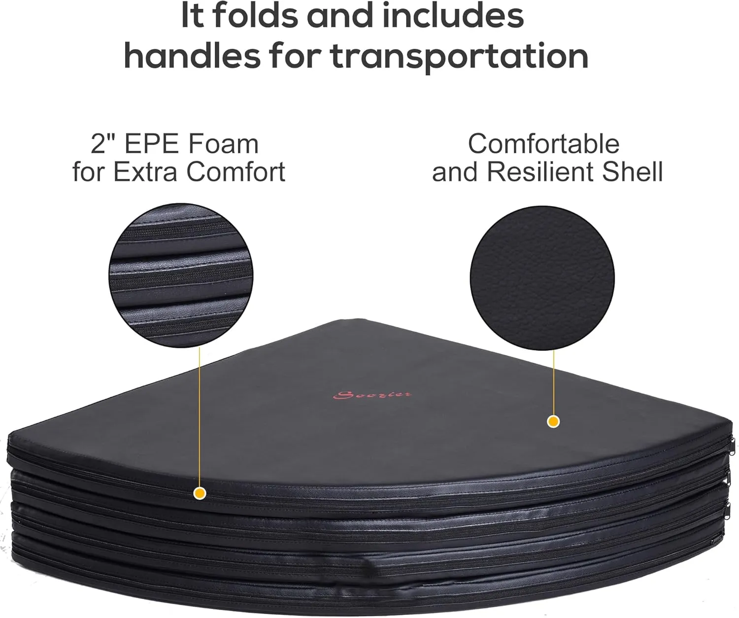 Soozier Pole Dance Mat, 2"T x 5'W Folding Pole Crash Mat for Home, Lightweight and Foldable