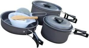 Sosoport 2-3 Person Outdoor Folding Pot Set Camp Kettle Camping Cookware Rv Camping Accessories Camper Kitchen Accessories Non-Stick Cooking Set Lightweight Compact