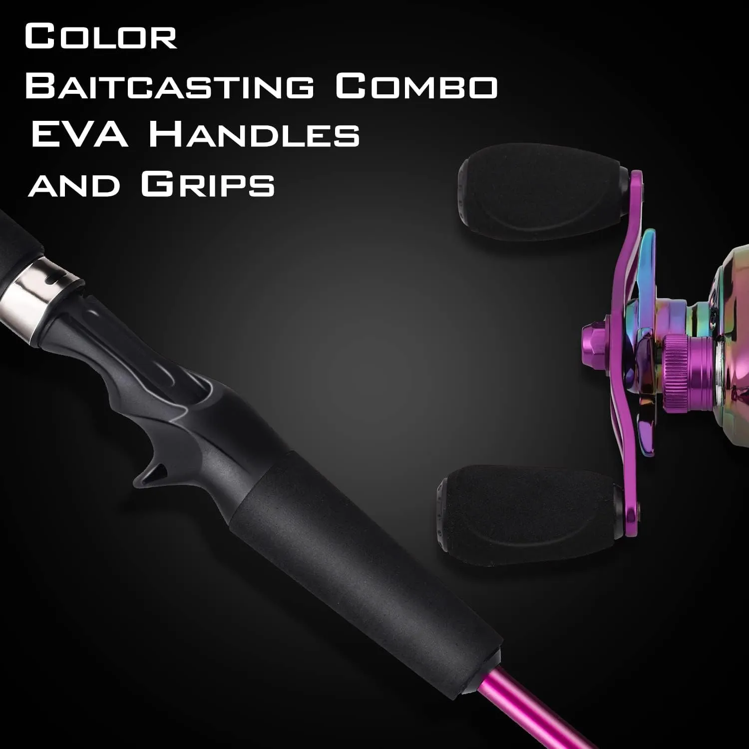 Sougayilang 2-Piece Baitcaster Combo, Carbon Fiber Fishing Rod and Reel Combo, Purple Fishing Pole with Baitcasting Reel Set for Freshwater Fishing Gear