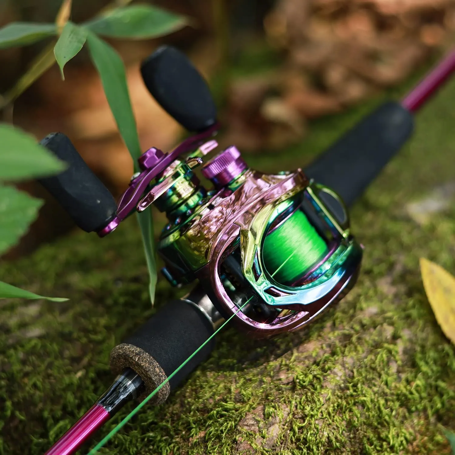 Sougayilang 2-Piece Baitcaster Combo, Carbon Fiber Fishing Rod and Reel Combo, Purple Fishing Pole with Baitcasting Reel Set for Freshwater Fishing Gear