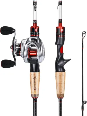 Sougayilang Fishing Rod and Reel Combo, Medium Heavy Fishing Pole with Baitcasting Reel Combo, 2-Piece Baitcaster Combo