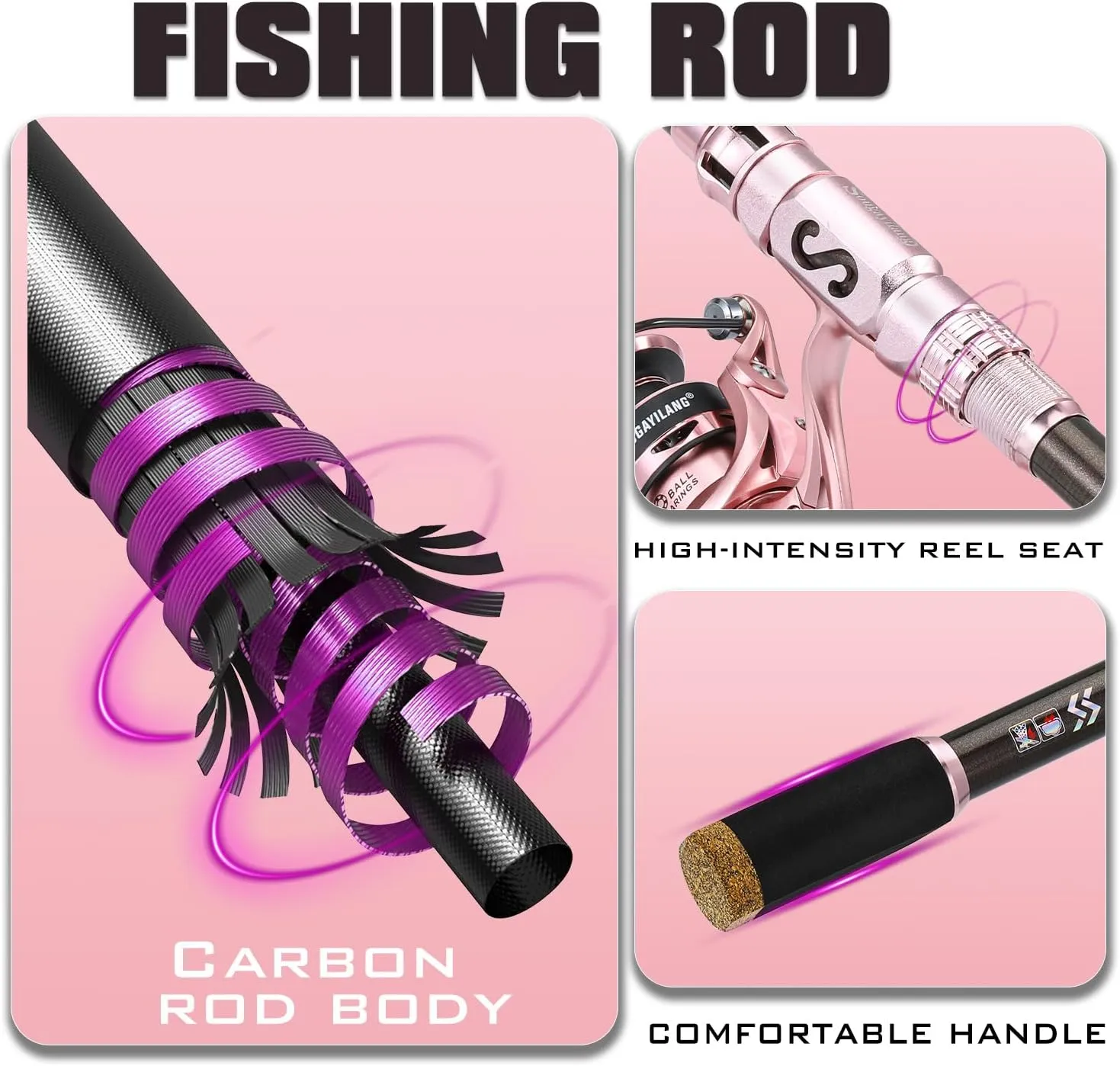 Sougayilang Telescopic Fishing Pole Combo,Carbon Fiber Fishing Rod ，Ultra-Smooth Spinning Reels Fishing Carrier Bag for Travel Saltwater Freshwater(1pack/2pack)