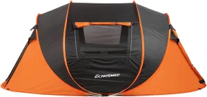Spacious and Easy Setup Pop-Up Camping Tent for 5-8 People, Water Resistant & Windproof, Black and Orange