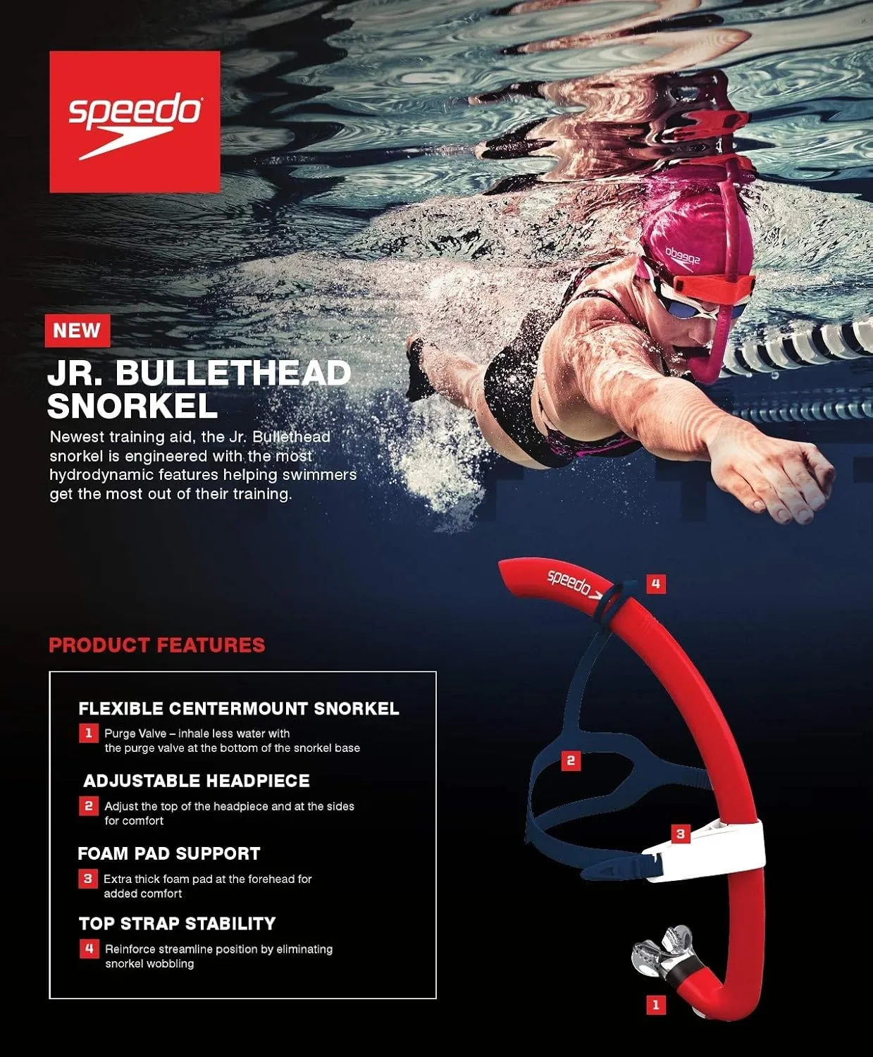 Speedo Bullet Head Swimmer's Snorkel
