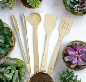 Spoon Teak Set for Wooden 4 Reliable | Endless choices Pack &amp; Utensils Wood Cooking Nonstick Kitchen of Serving –