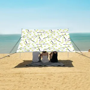 Sport Tennis Balls Rackets Beach Camping Tent Sun Shelter for Whole Family, Beach Shade Canopy with UPF50  UV Protection,Easy Set Up and Carry,Outdoor Shade for Trips, Fishing, Backyard Fun Pic