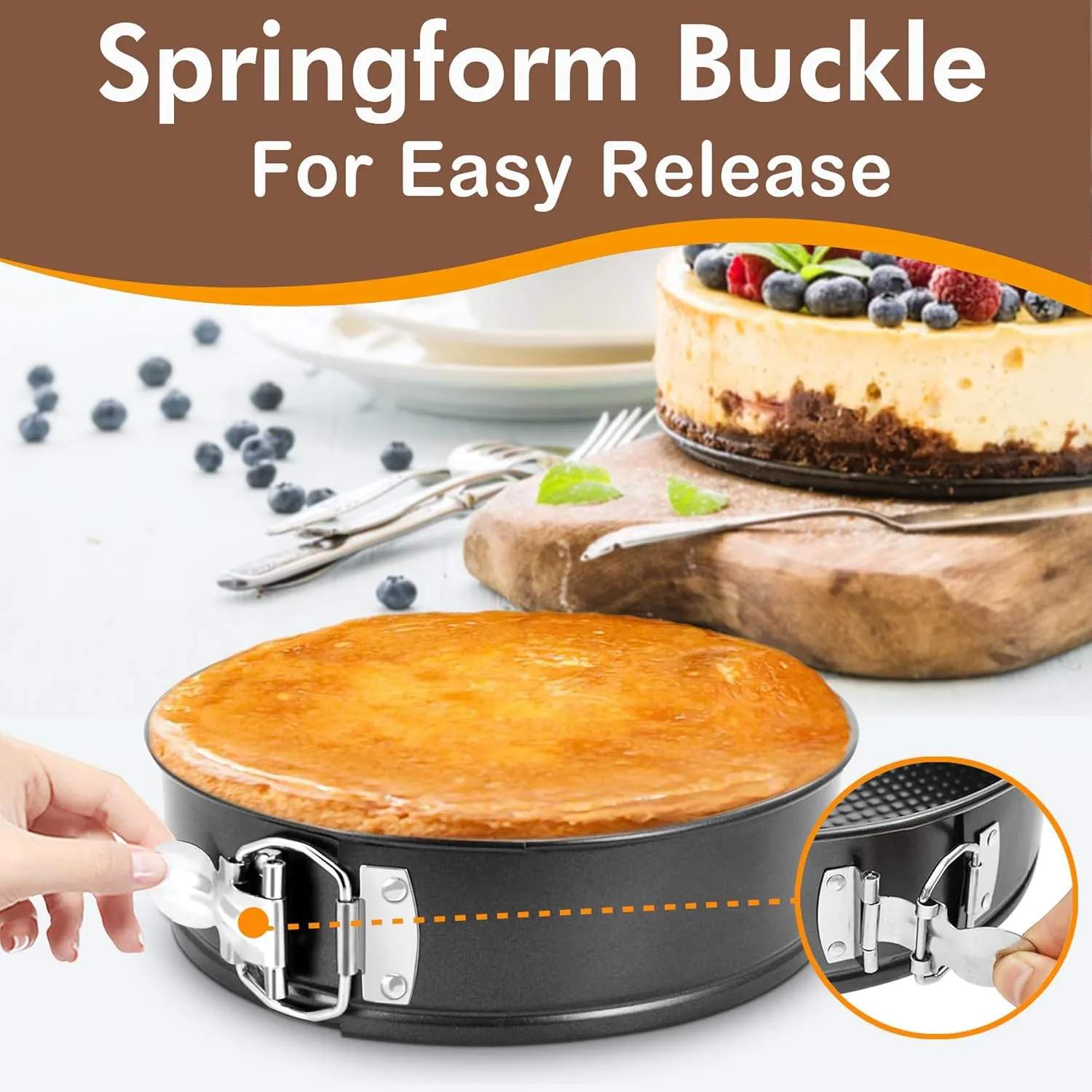 Springform Pan Set of 3, Nonstick 6 8 10 Inch Spring Form Cake Pan For Cheesecake, Cheesecake Pans with Removable Bottom, Leakproof Round Cake Pans Set with 60Pcs Parchment for Baking