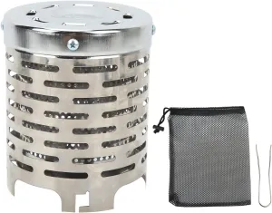 Srliya Portable Stainless Steel Camping Tent Heater Cover with Handle Mesh Bag for Camping Hiking Traveling