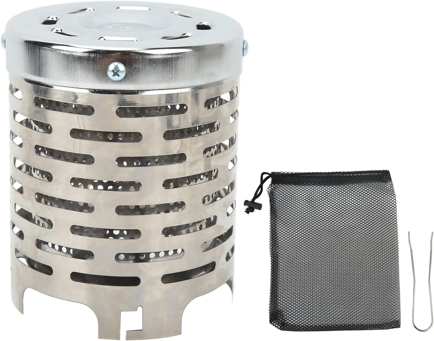Srliya Portable Stainless Steel Camping Tent Heater Cover with Handle Mesh Bag for Camping Hiking Traveling