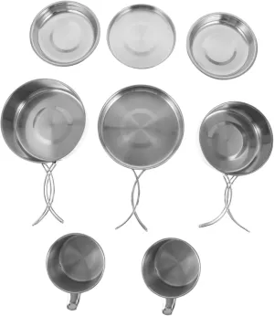 Stainless Steel Camping Cookware 8-piece Camping Bowl and Utensil Set Portable Outdoor Cooking Pot Pan Set