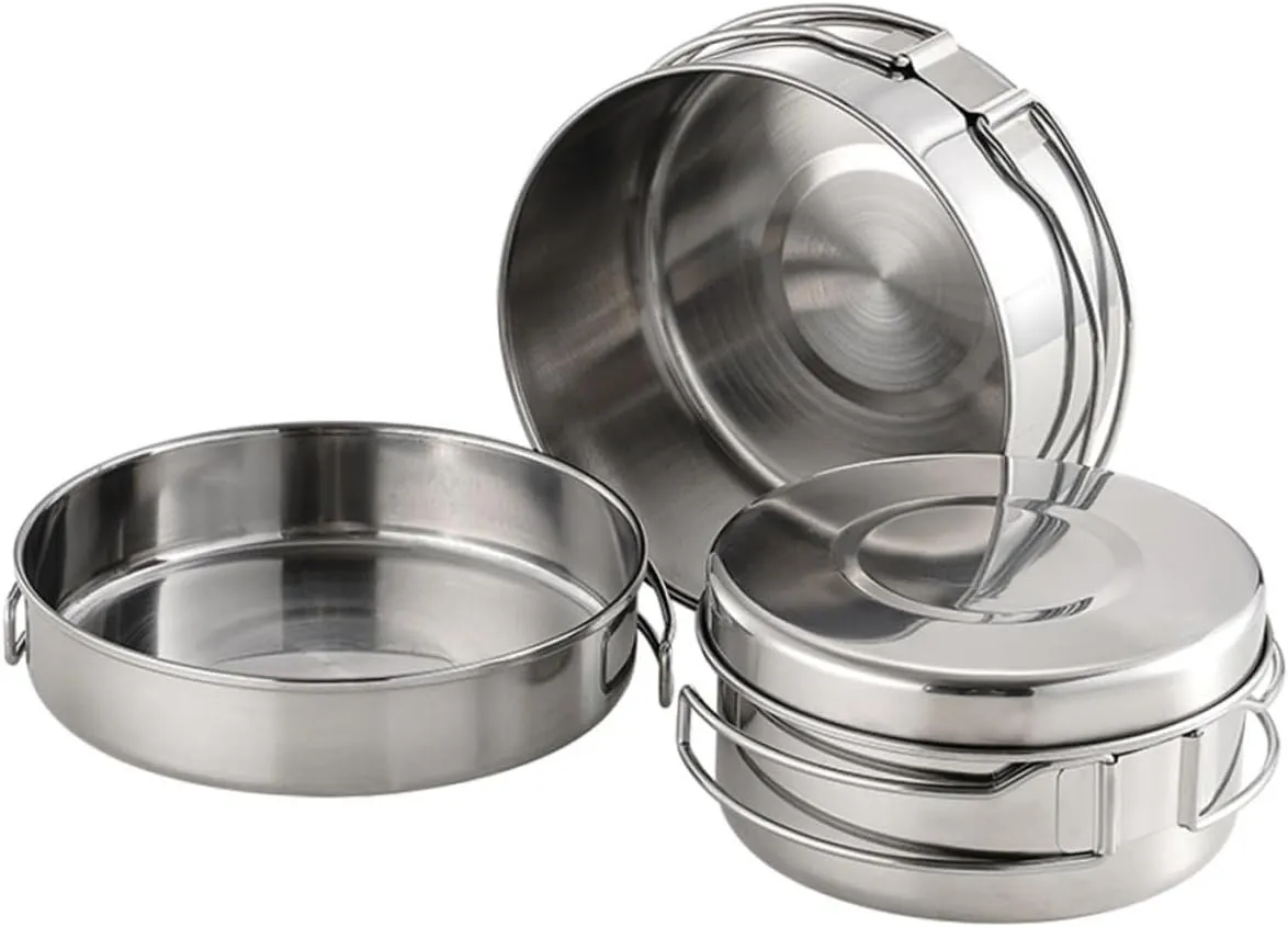 Stainless Steel Camping Pot Cookware Set Portable Outdoor Cooking Pan Long Handle