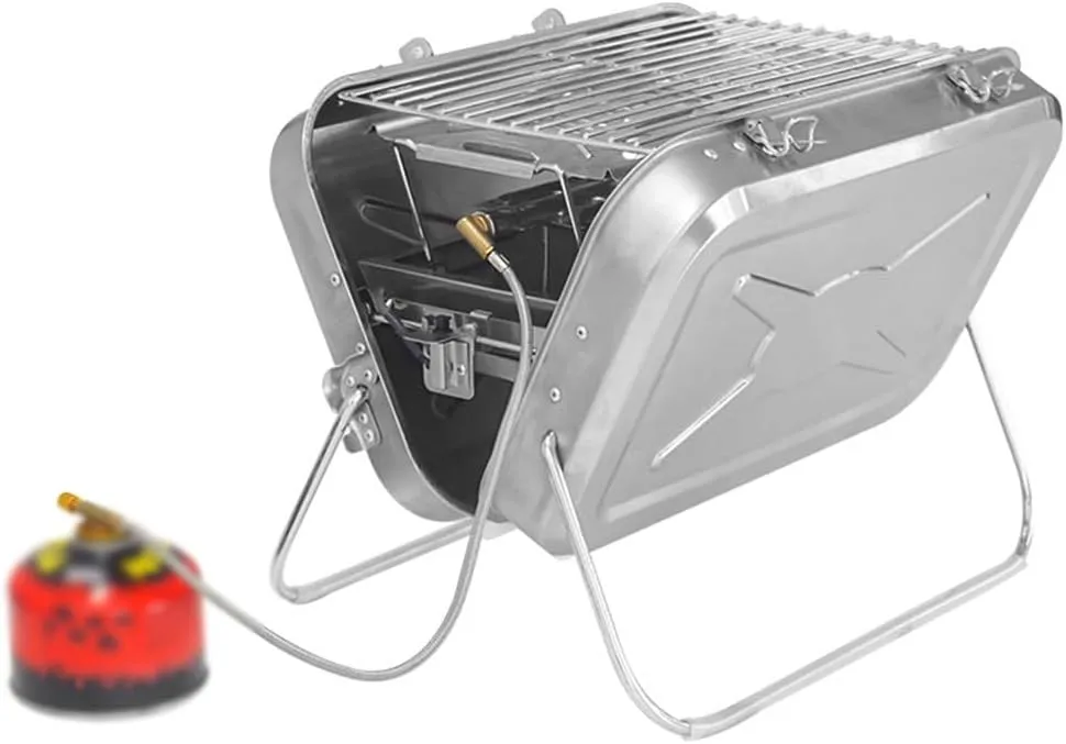 Stainless Steel Gas Barbecue Stove Camping Folding Barbecue Rack Outdoor Portable Gas Barbecue Stove