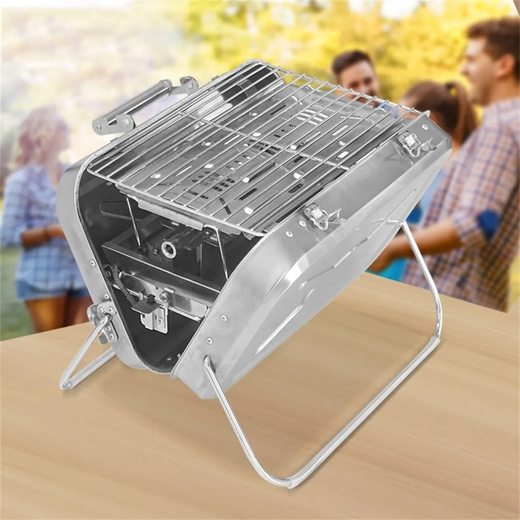 Stainless Steel Gas Barbecue Stove Camping Folding Barbecue Rack Outdoor Portable Gas Barbecue Stove