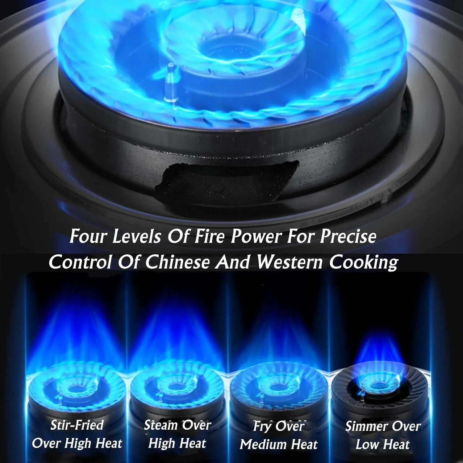 Stainless Steel Gas Stove 2 Burners, 5.2/7.0KW 9 Cavity High Fire, 180 Minutes Timer (double Independent), Freestanding Stove Camping Outdoor(LPG)