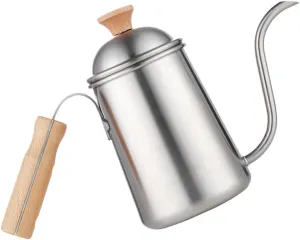 Stainless Steel Portable Camping Kettle Outdoor Coffee Kettle with Long Spout for Hot Water Brewing Easy Water Control for Camping Outdoor Use Natural Color