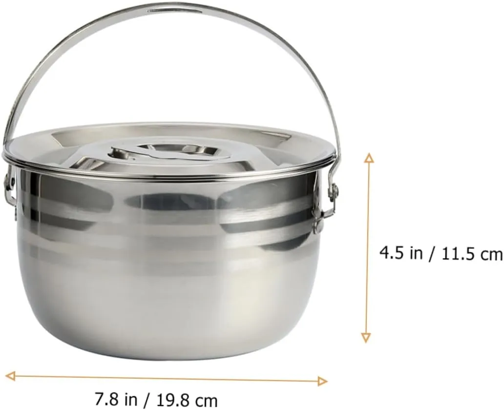 Stainless Steel Thicken Camping Stew Pot Non-stick Pot Hanging Design Cookware for Home Kitchen