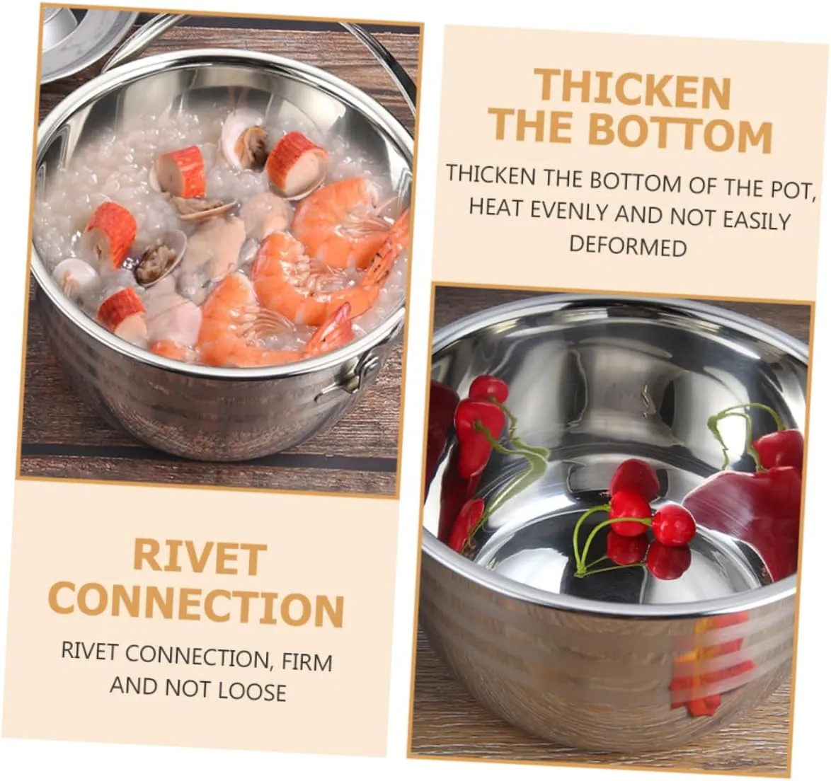 Stainless Steel Thicken Camping Stew Pot Non-stick Pot Hanging Design Cookware for Home Kitchen