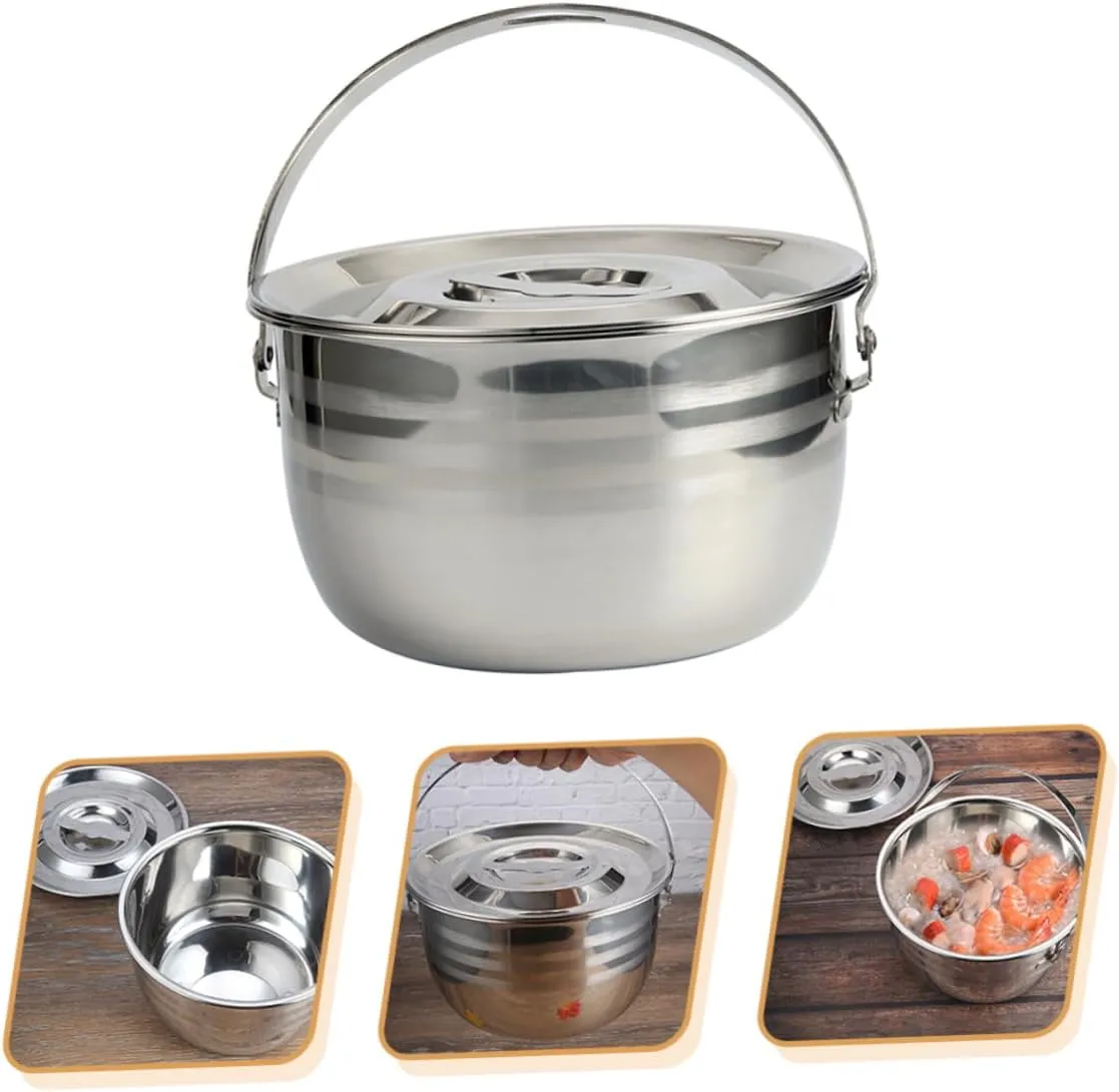 Stainless Steel Thicken Camping Stew Pot Non-stick Pot Hanging Design Cookware for Home Kitchen
