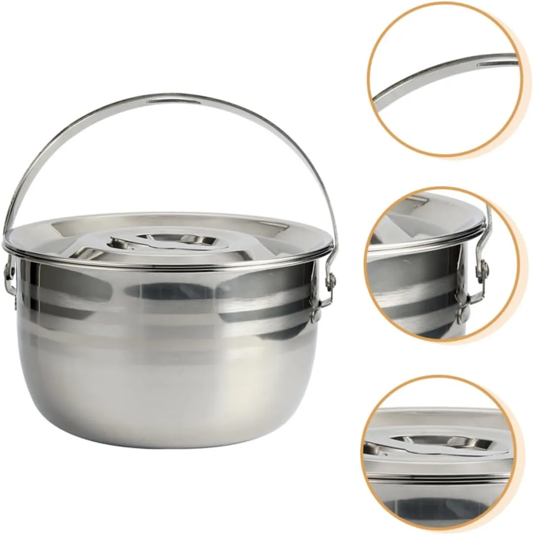 Stainless Steel Thicken Camping Stew Pot Non-stick Pot Hanging Design Cookware for Home Kitchen
