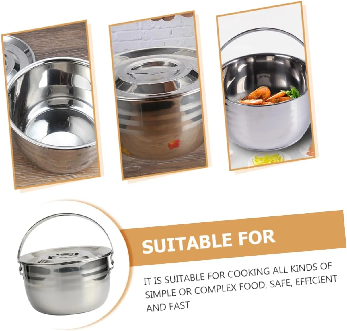 Stainless Steel Thicken Camping Stew Pot Non-stick Pot Hanging Design Cookware for Home Kitchen