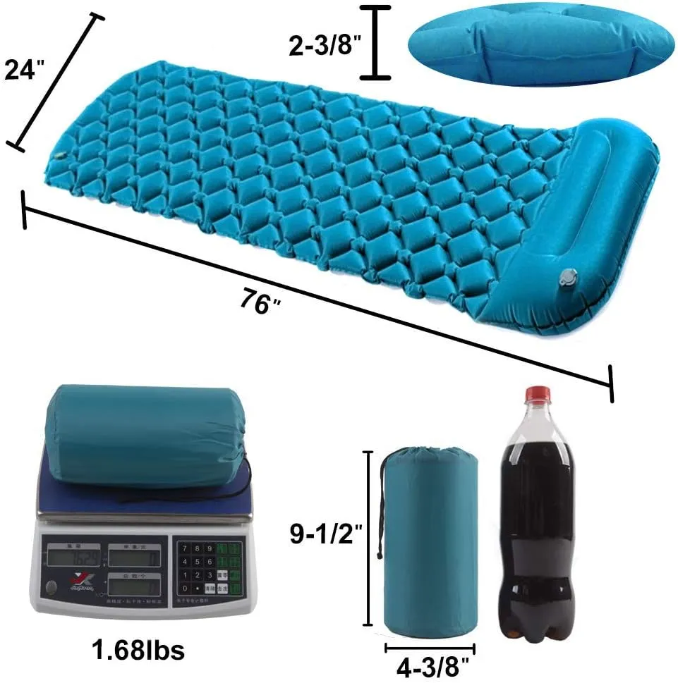 Star Smart Sleeping Pad for Camping Inflatable Backpacking Pad with Pillow, Ultralight Durable Camping Mattress,Hiking Air Mat,Camp Sleep Pad for Hiking Traveling & Outdoor Activities