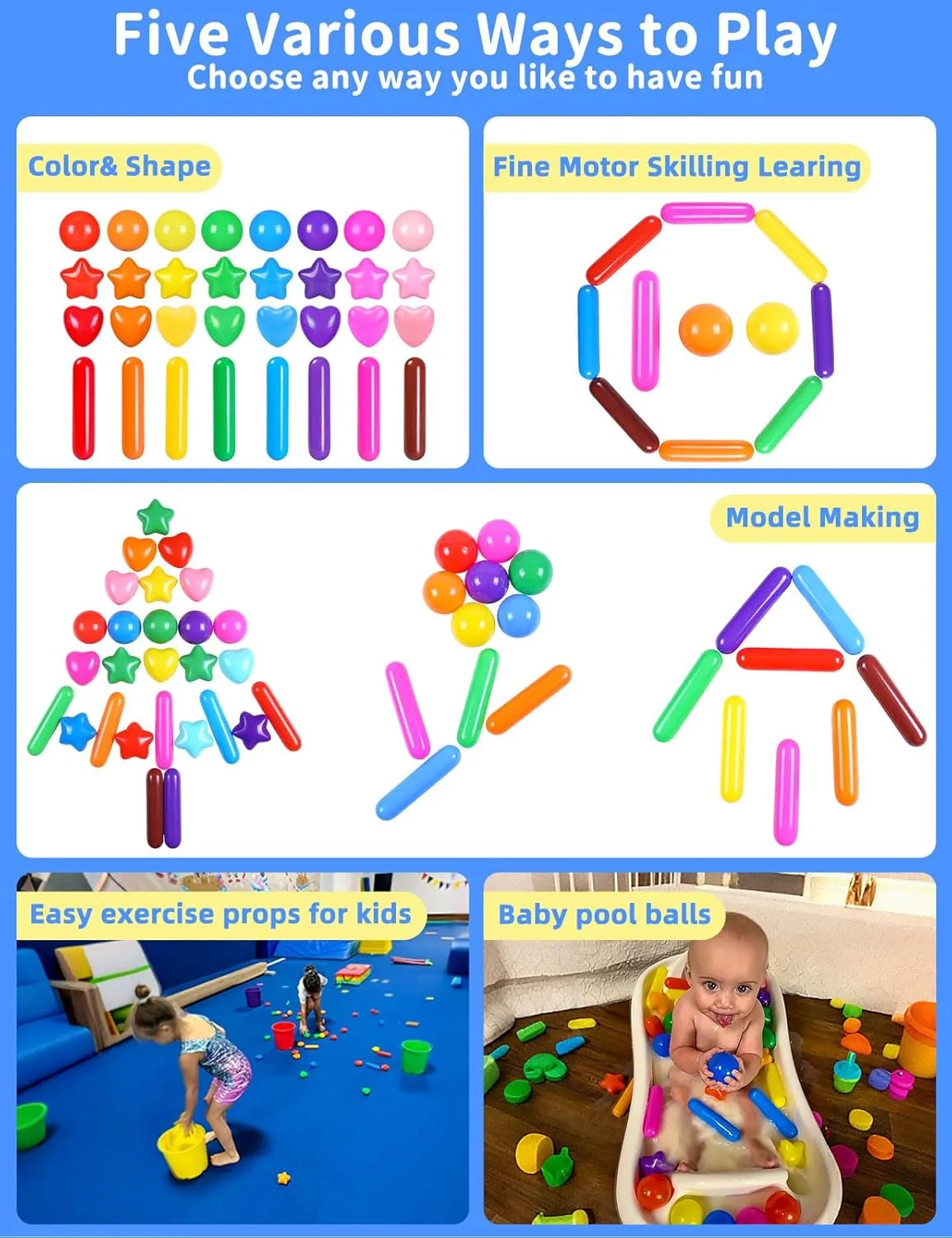 STARBOLO Ball Pit Balls for Toddlers - Colorful Ball Pit Balls Crush Proof Plastic Toy Balls for Toddlers Ball Pits, Ball Pit Play Tent, Baby Pool Water Toy,50pcs