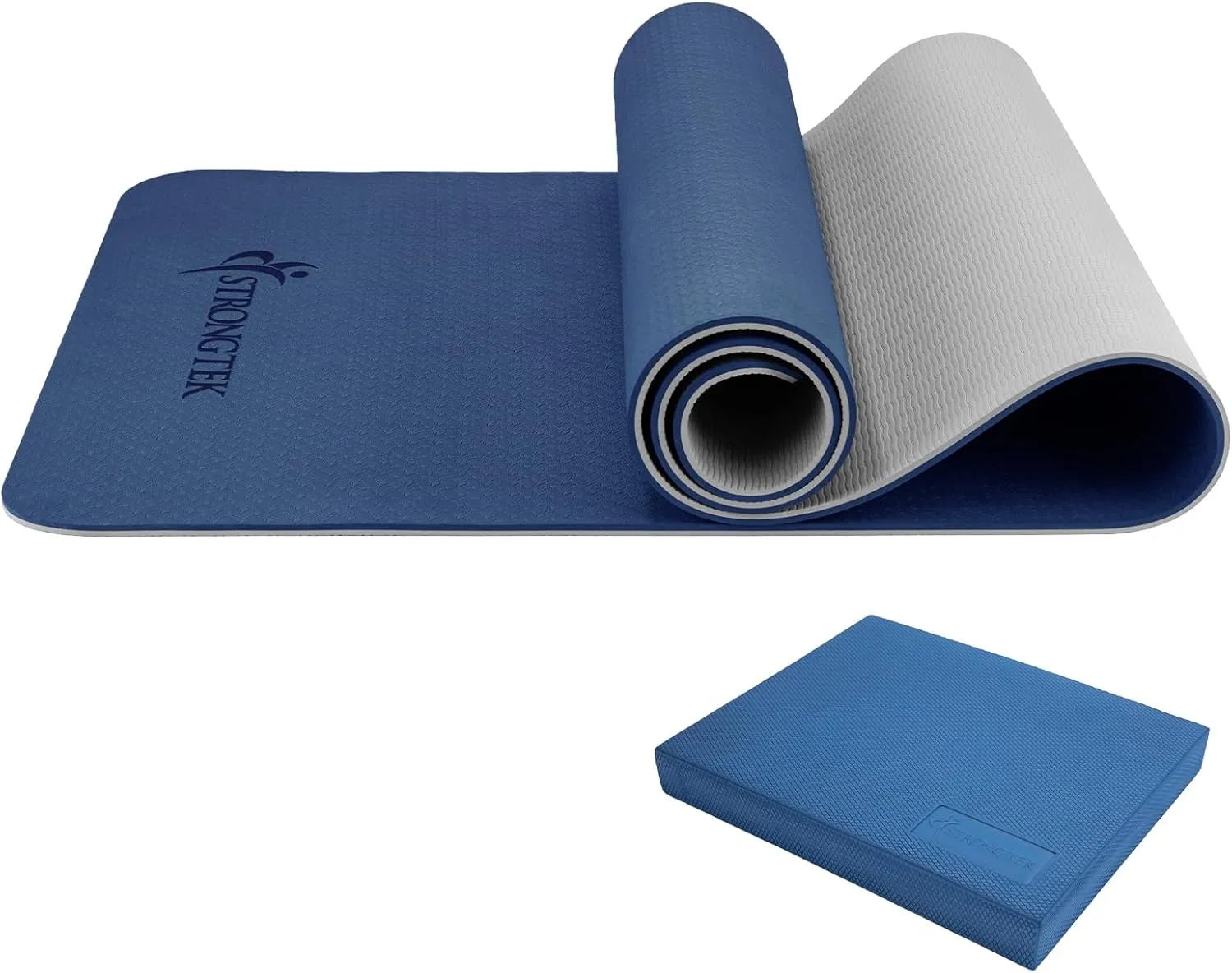 StrongTek Professional Foam Exercise Balance Pad and Extra Thick 8mm TPE Yoga Mat Bundle – Enhance Stability, Comfort, and Performance in Your Fitness Routine