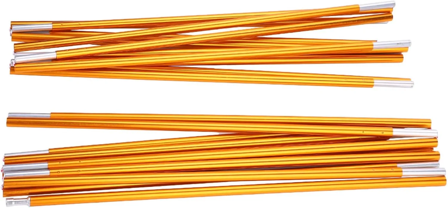 Sturdy Aluminum Alloy Ten Poles Support Bars for Outdoor Camping Hiking, Collapsible Design, Easy Setup, Anodized Polishing, Rust Proof, Long Service Life, Gold