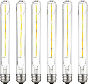 Sunlite LED Filament T8 Tubular Light Bulb, 5 Watts (40W Equivalent), 430 Lumens, Medium E26 Base, Dimmable, 214 mm, UL Listed, 2700K Soft White, 6 Count