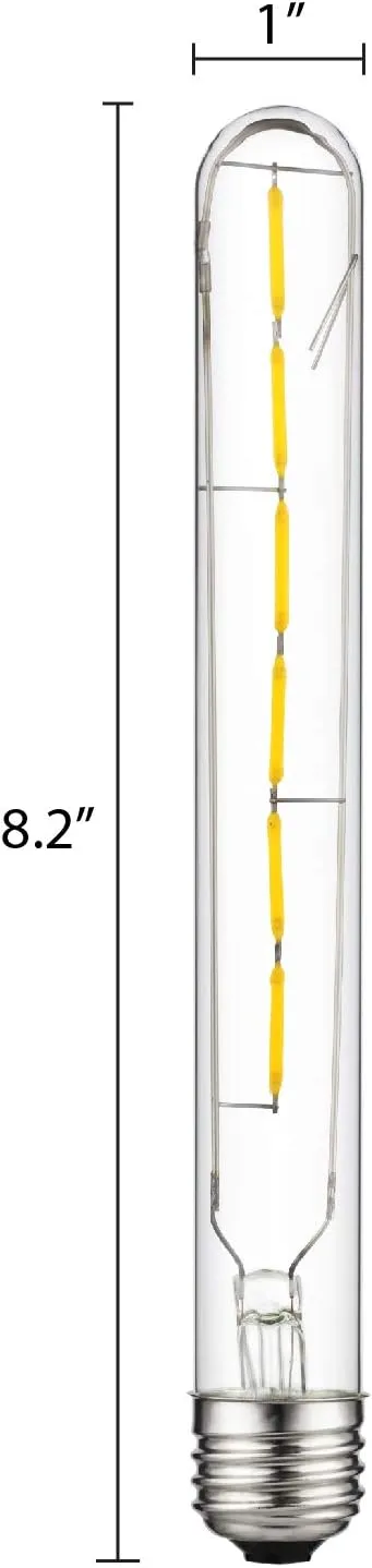 Sunlite LED Filament T8 Tubular Light Bulb, 5 Watts (40W Equivalent), 430 Lumens, Medium E26 Base, Dimmable, 214 mm, UL Listed, 2700K Soft White, 6 Count