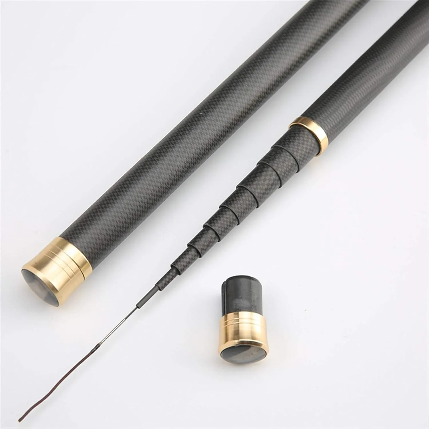 Super Light Hard Carbon Fiber Hand Fishing Pole Telescopic Fishing Rod 2.7M/3.6M/3.9M/4.5M/5.4M/6.3M/7.2M/8M/9M/10M Stream Rod DaJiKan (Color : Black, Length : 6.3m)