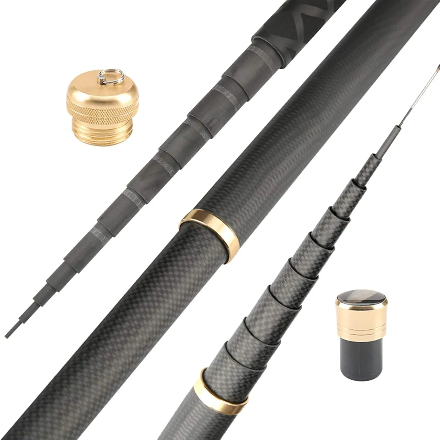 Super Light Hard Carbon Fiber Hand Fishing Pole Telescopic Fishing Rod 2.7M/3.6M/3.9M/4.5M/5.4M/6.3M/7.2M/8M/9M/10M Stream Rod DaJiKan (Color : Black, Length : 6.3m)