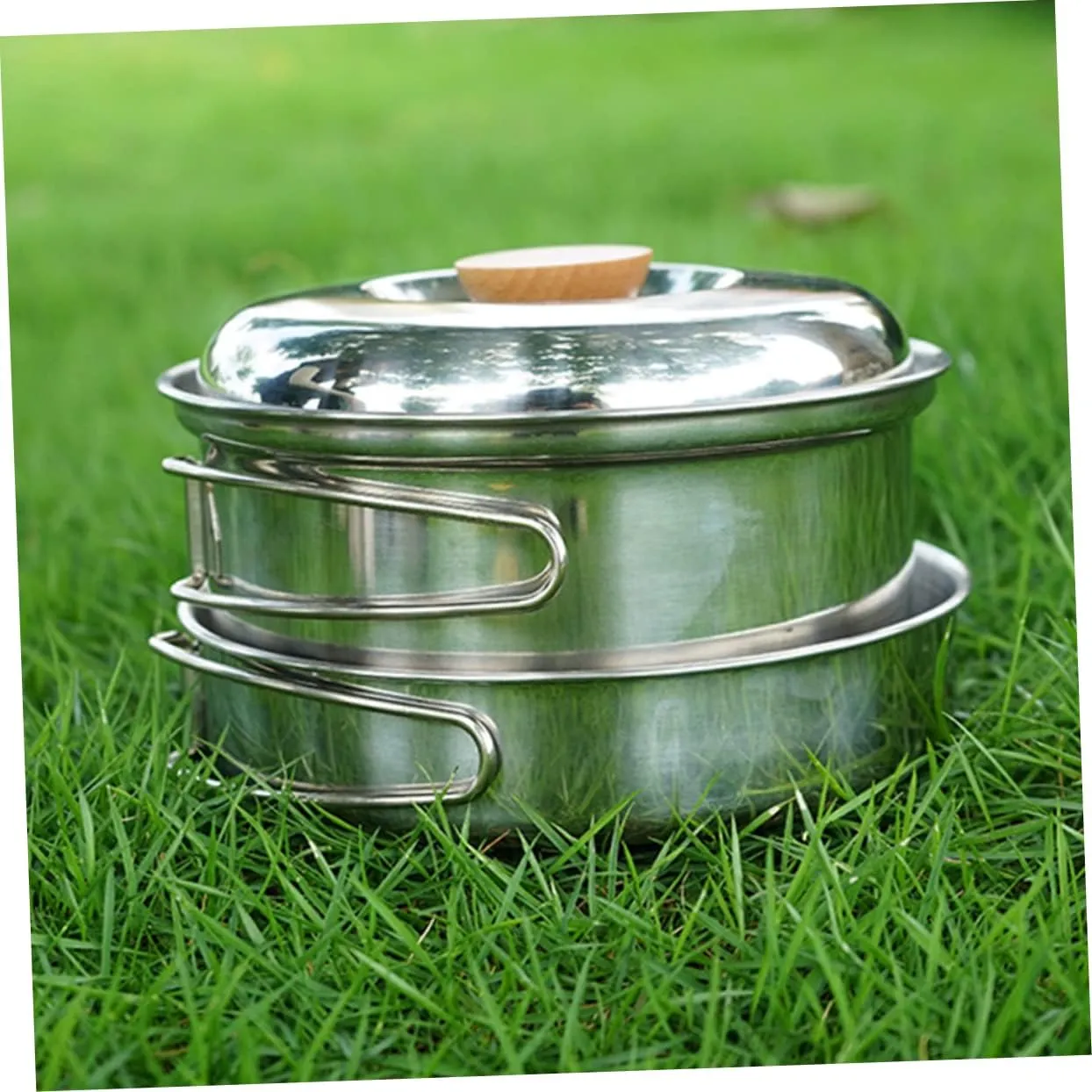 SUPVOX 4 Pcs Picnic Pan Set Metal Handle Pan Travel