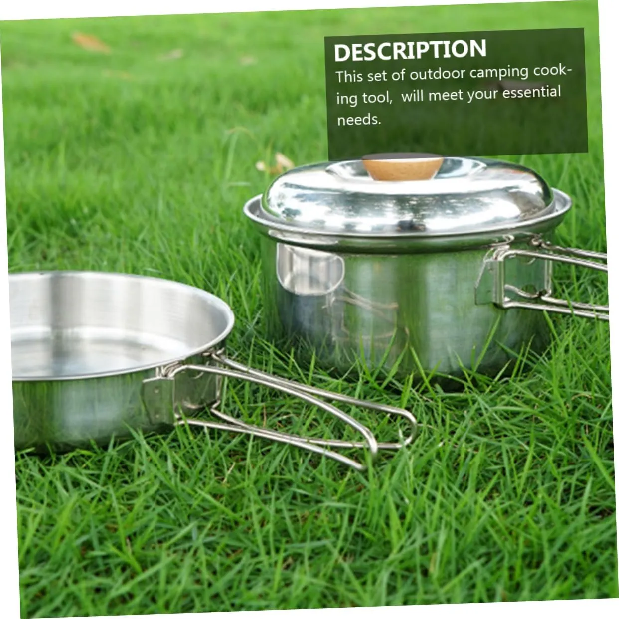 SUPVOX 4 Pcs Picnic Pan Set Metal Handle Pan Travel