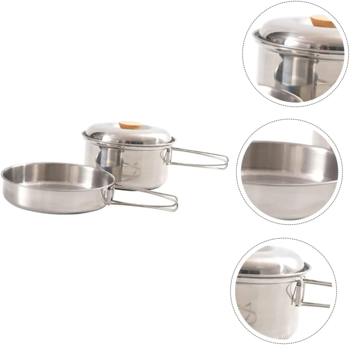 SUPVOX 4 Pcs Picnic Pan Set Metal Handle Pan Travel