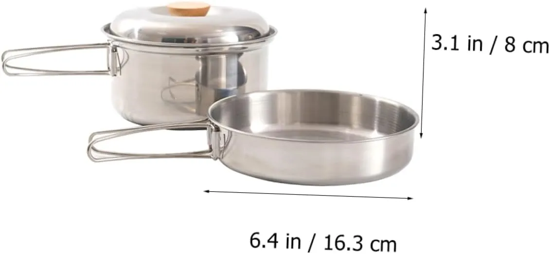 SUPVOX 4 Pcs Picnic Pan Set Metal Handle Pan Travel